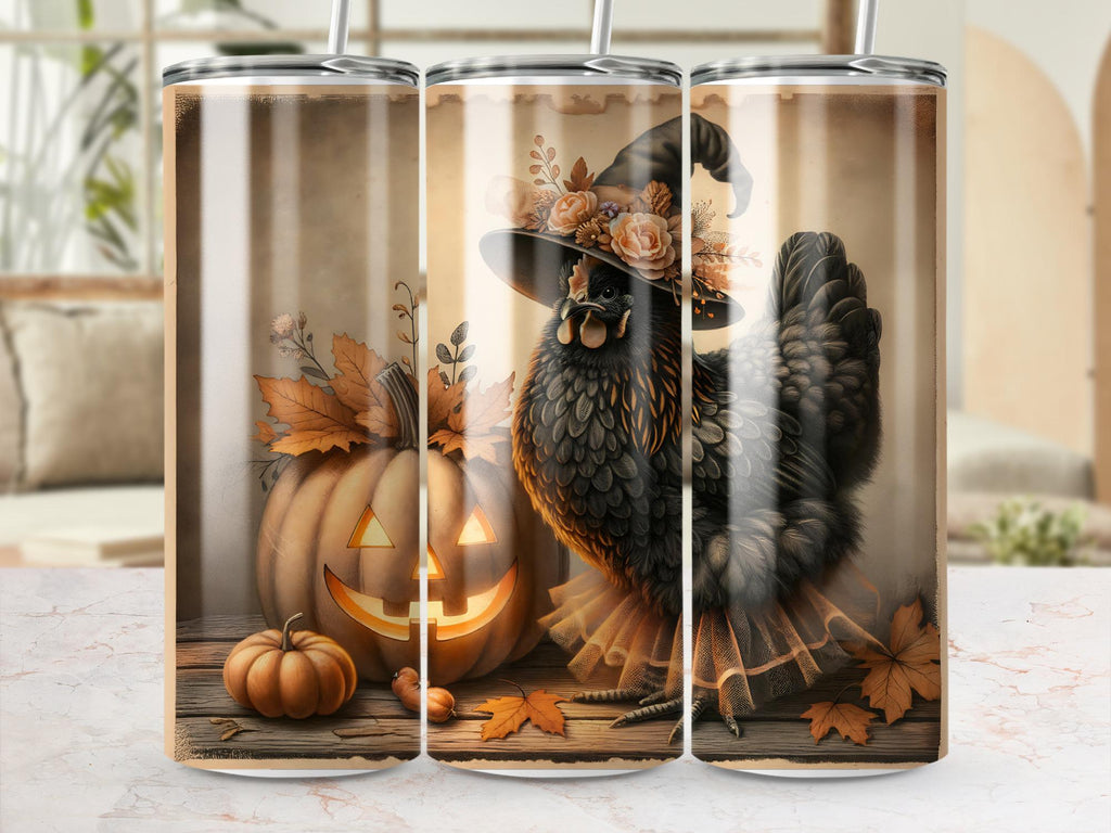 Witchy Chicken Halloween Tumbler Wrap: Fall Sublimation Design (Digital Download)