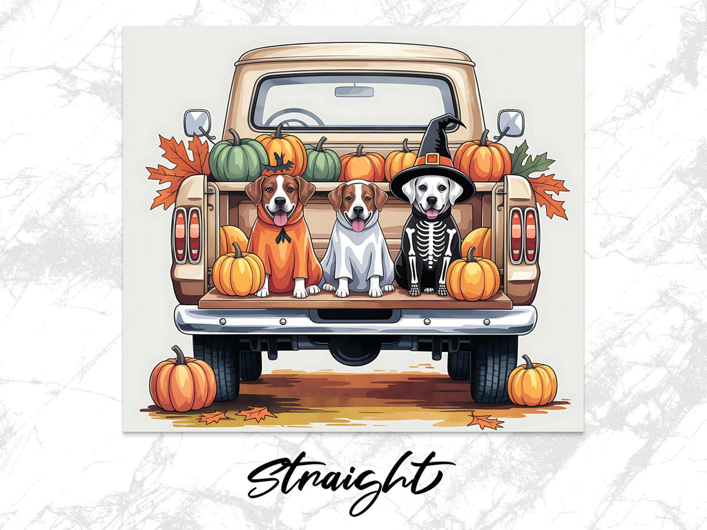 Halloween Dogs Truck Tumbler Wrap: Spooky Season PNG (Digital Download 20oz Tumbler Design)