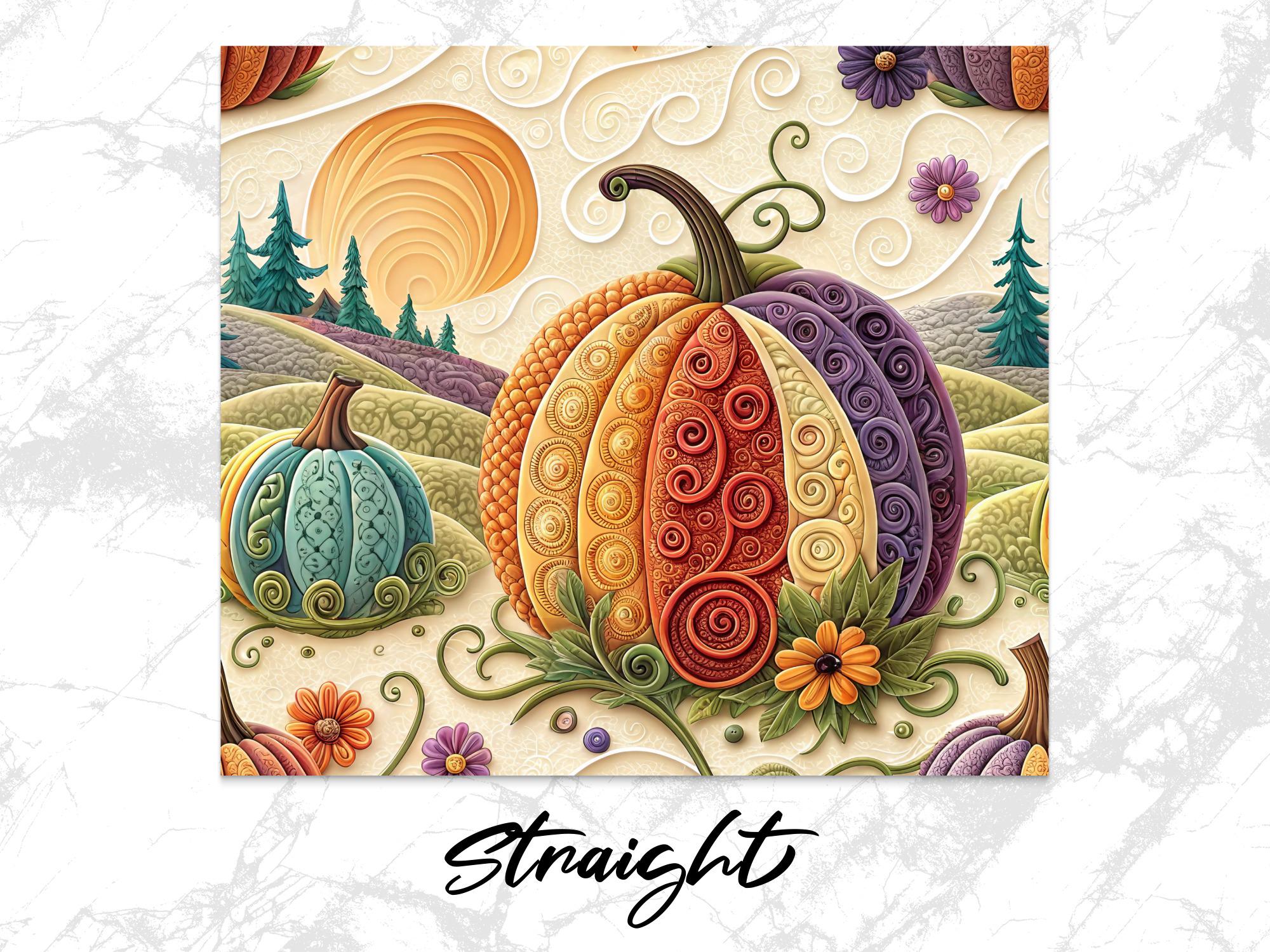 Autumn Pumpkin Tumbler Wrap: Fall Floral Design (Digital PNG)