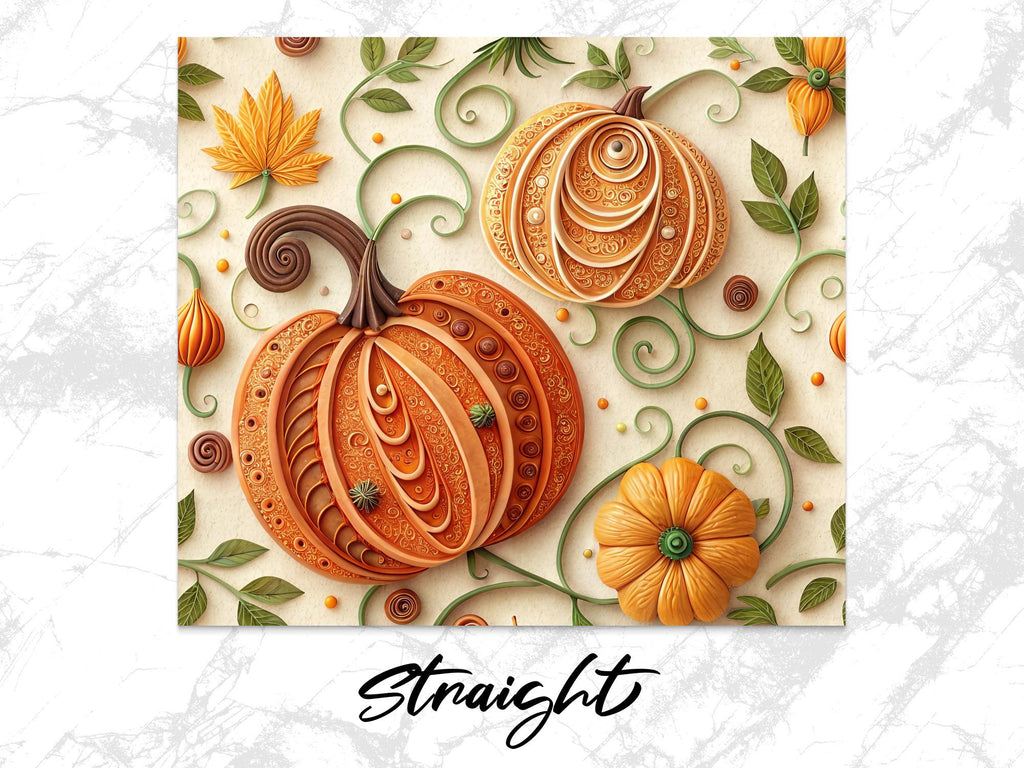 Pumpkin Tumbler Wrap: Autumn Sublimation Design for 20oz Skinny Tumbler (PNG Digital Download
