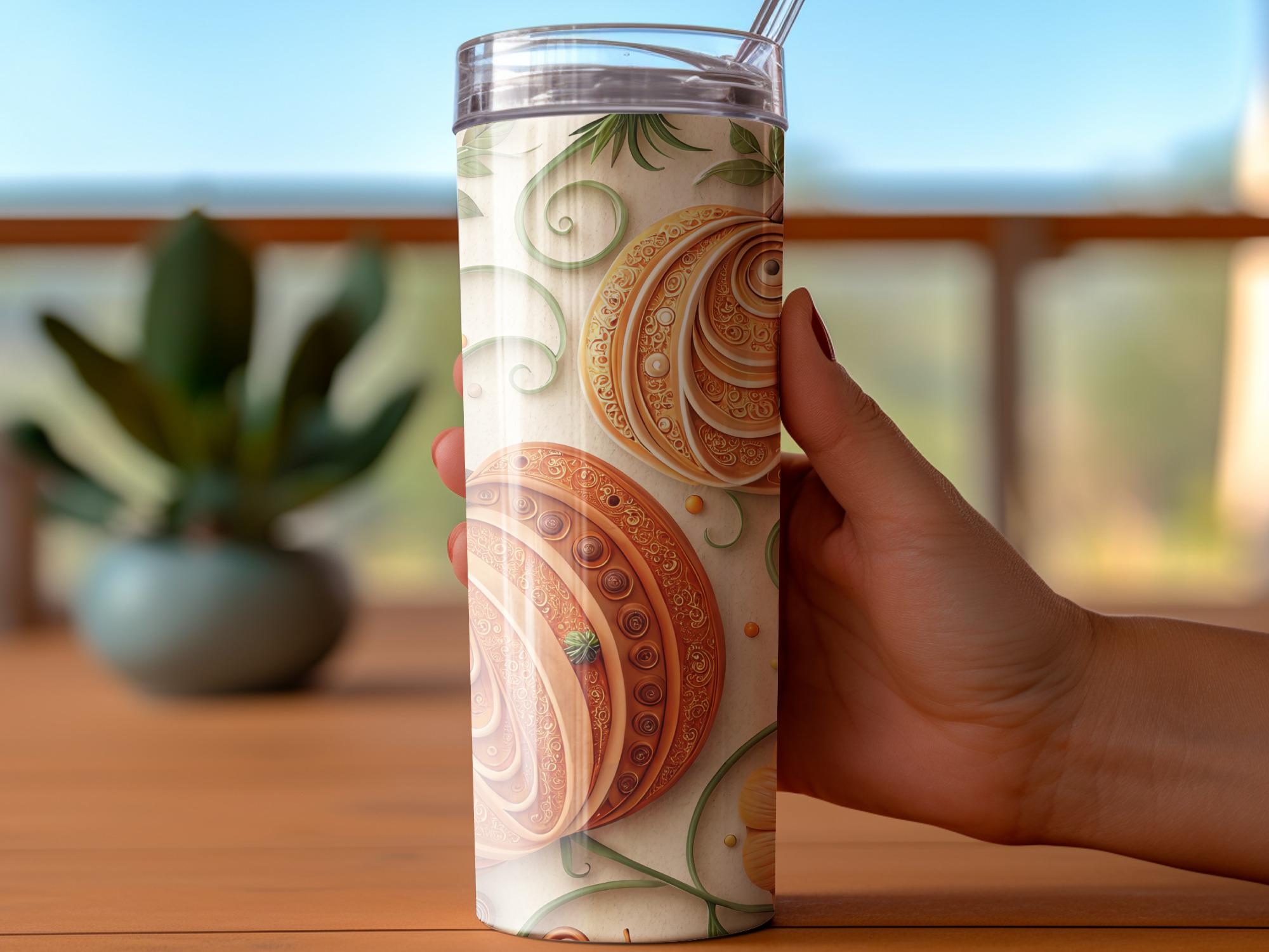 Pumpkin Tumbler Wrap: Autumn Sublimation Design for 20oz Skinny Tumbler (PNG Digital Download