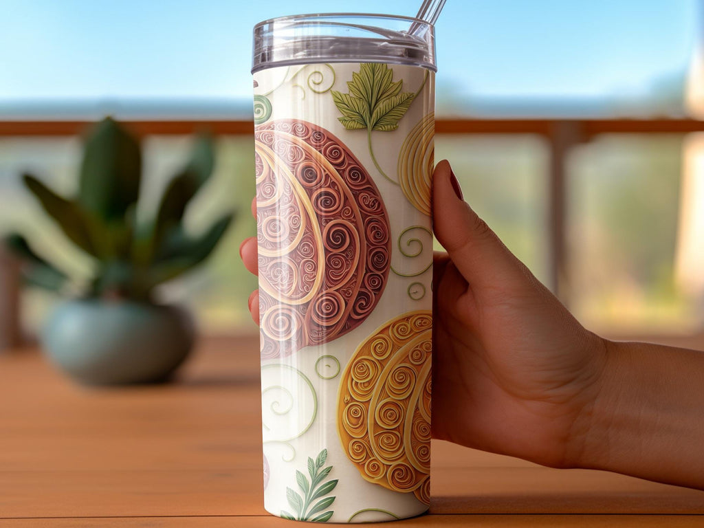 Quilled Pumpkins Tumbler Wrap: Fall Autumn Design (PNG Digital Download 20oz Tumbler