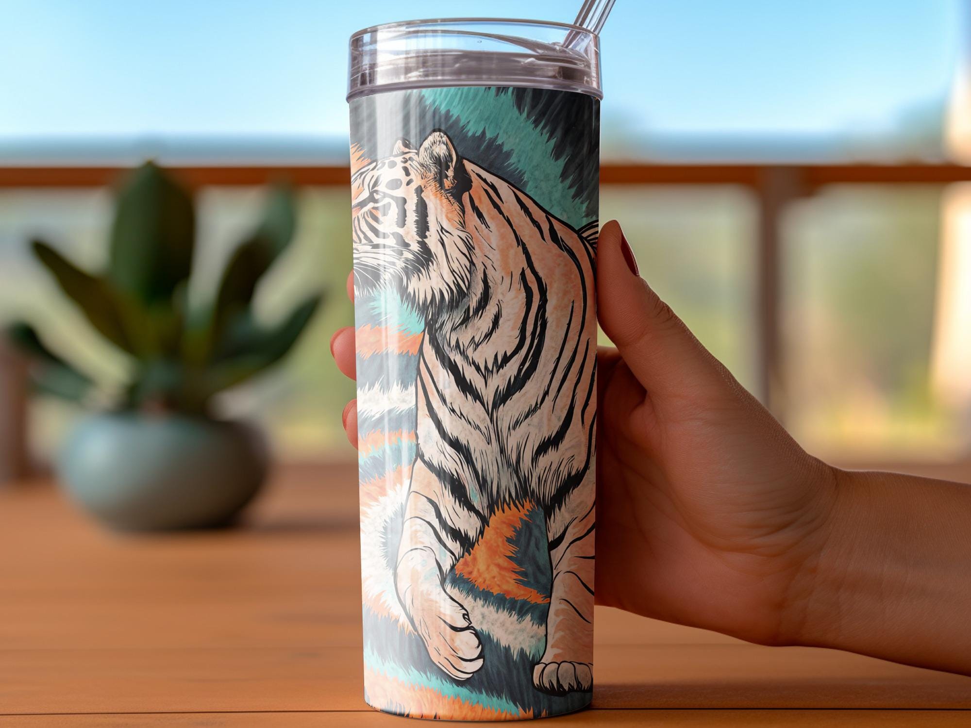 Tiger Tumbler Wrap PNG: Striped Fur Sublimation Design (Digital Download)