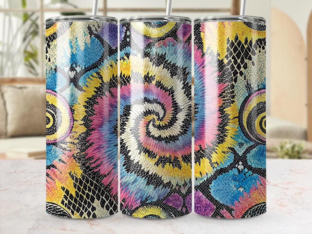 Rainbow Tie Dye Snake Skin Tumbler Wrap PNG: 20 oz Sublimation Design (Digital Download)