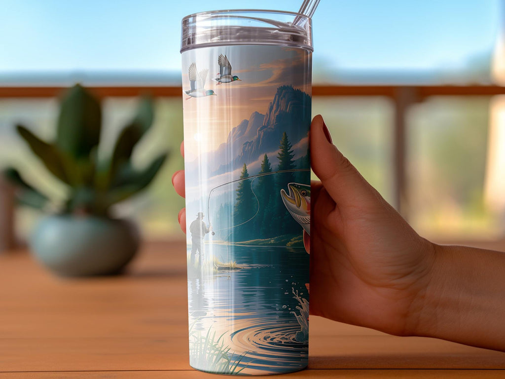 Trout Fishing Tumbler Wrap: Outdoors Sublimation Design (Digital Download)
