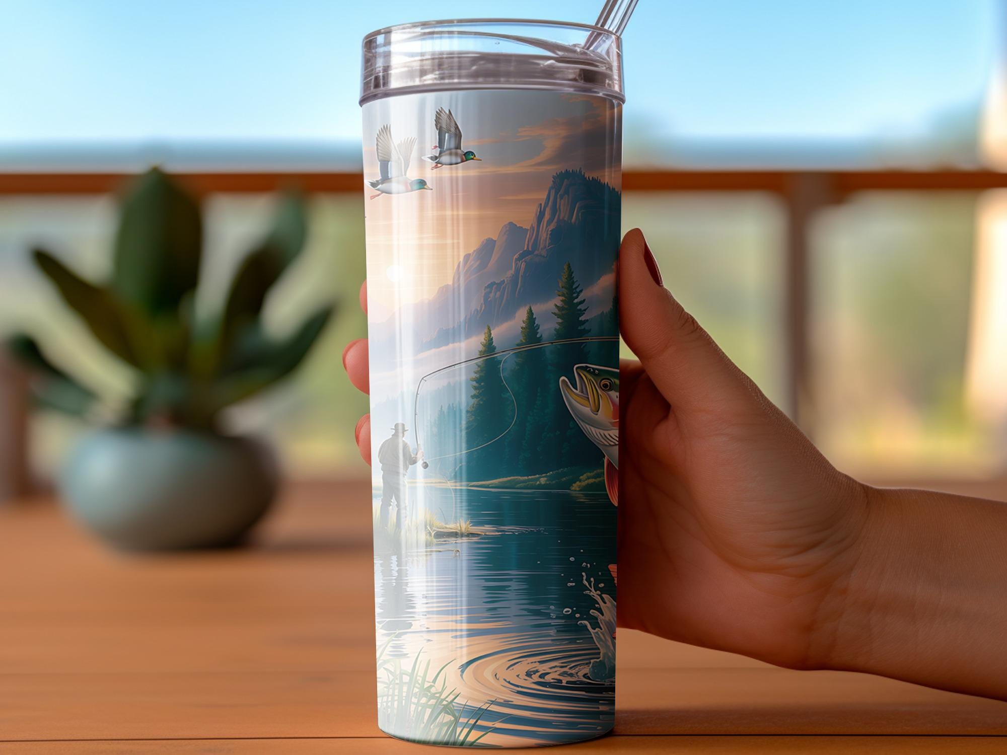 Trout Fishing Tumbler Wrap: Outdoors Sublimation Design (Digital Download)