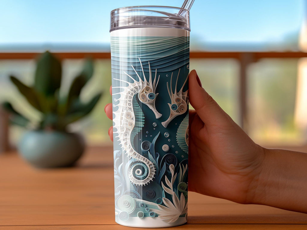 Seahorse Tumbler Wrap, 20oz Skinny Tumbler PNG, Ocean Sea life Sublimation Designs, Ocean Life Tumbler Wrap, Digital Download
