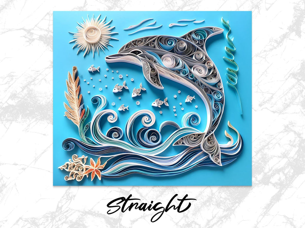 Dolphin Tumbler Wrap: Quilling Art Ocean Design (20oz Tumbler Digital Download PNG)