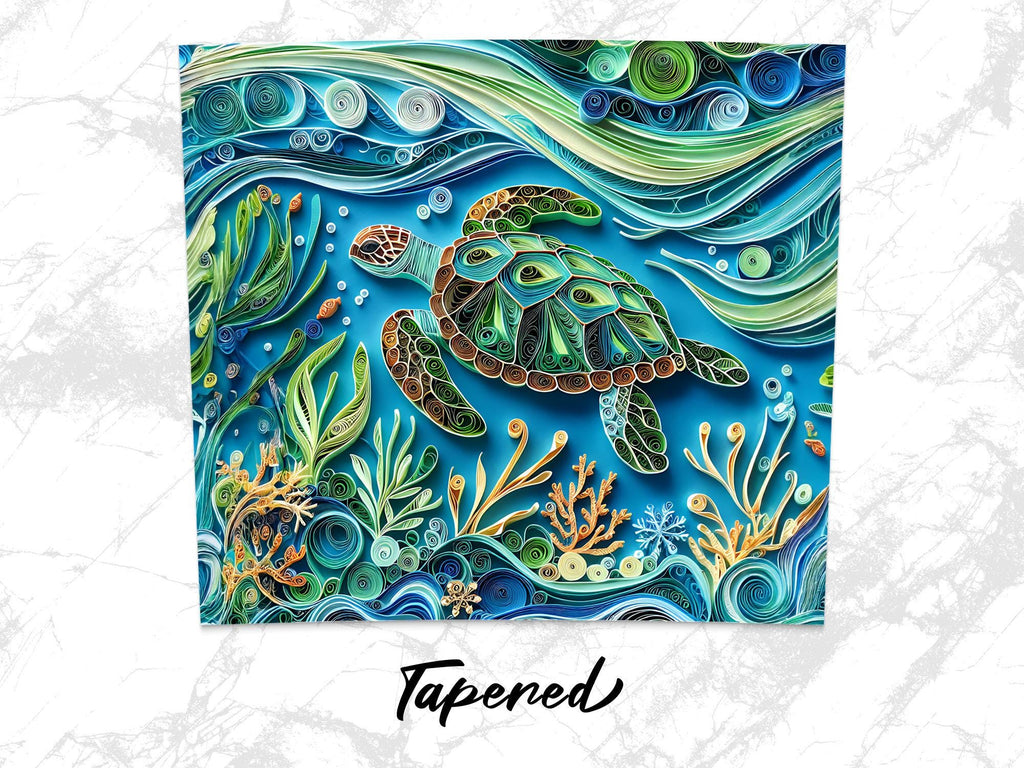 Quilled Sea Turtle Tumbler Wrap: Ocean Sublimation Design (PNG Digital Download)