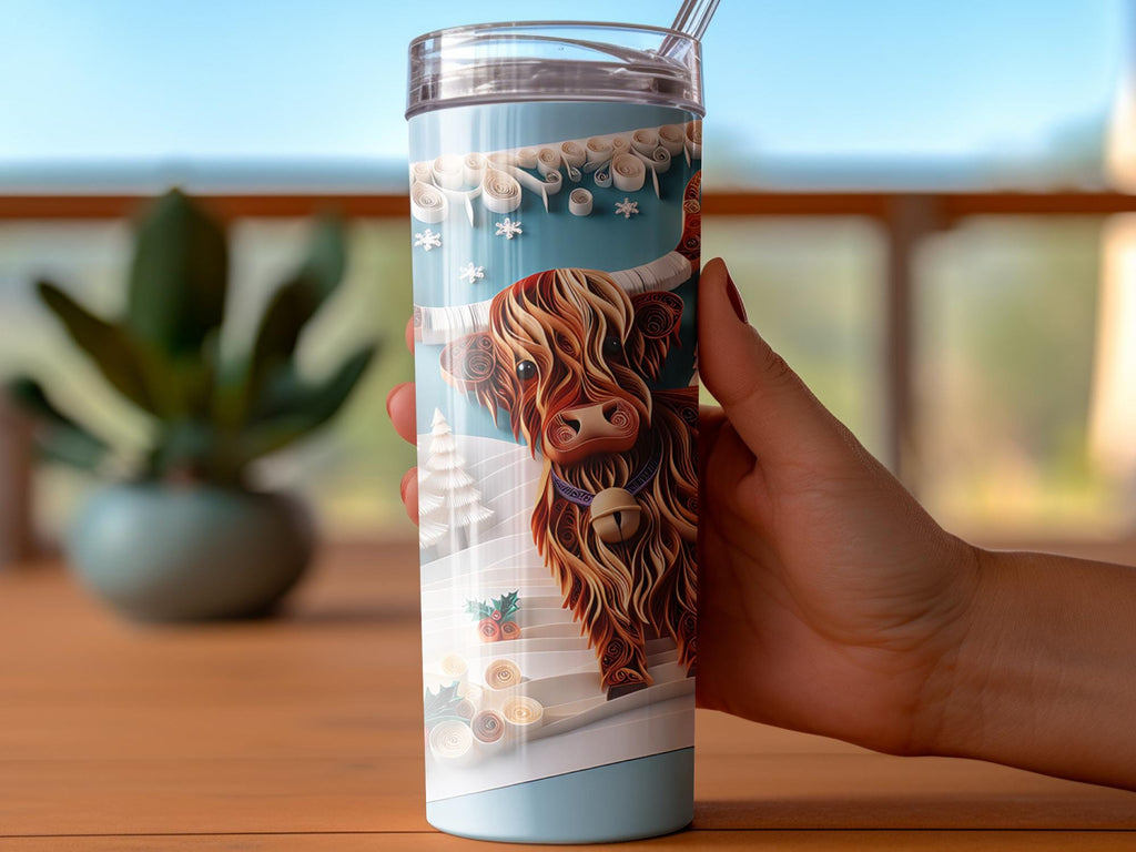 Highland Cow Winter Tumbler Wrap: Christmas Sublimation Design (Digital Download)