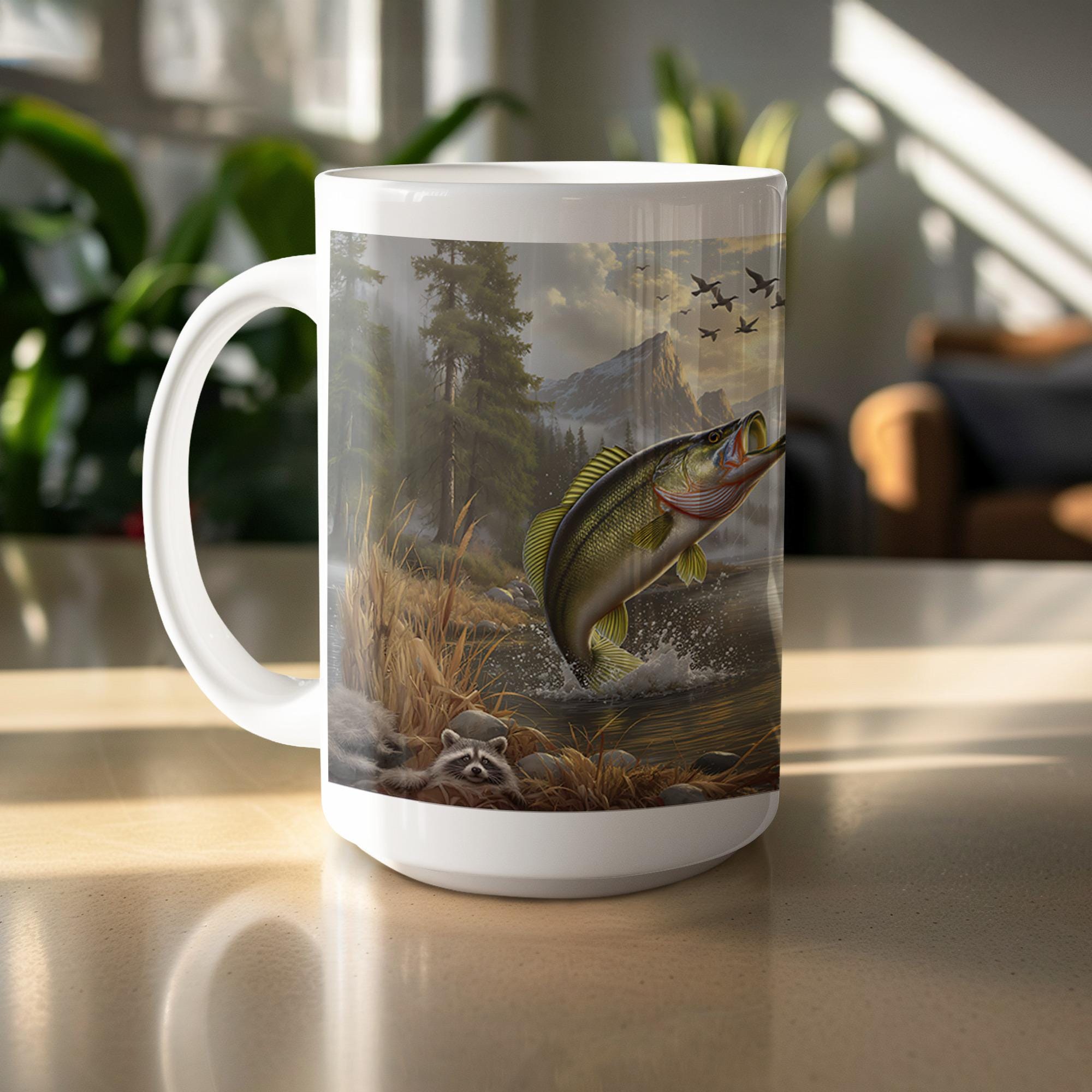 Bass Fishing Mug Wrap: Fisherman Sublimation Design (Digital Download, 15oz PNG)