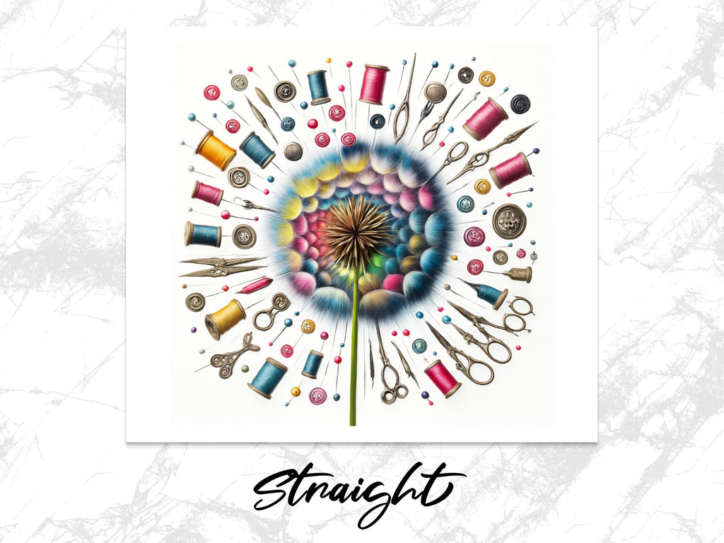 Sewing Dandelion Tumbler Wrap: Colorful PNG Design (Digital Download)