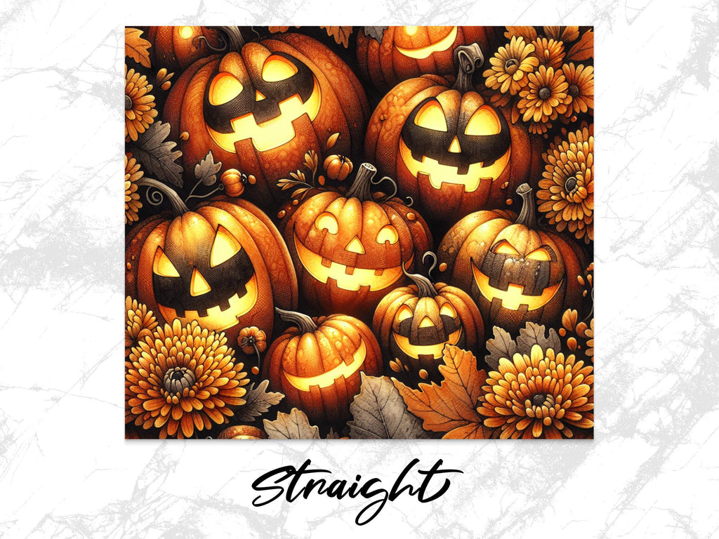 Jack O'Lantern Tumbler Wrap: Spooky Halloween Pumpkins Design (PNG Digital Download)