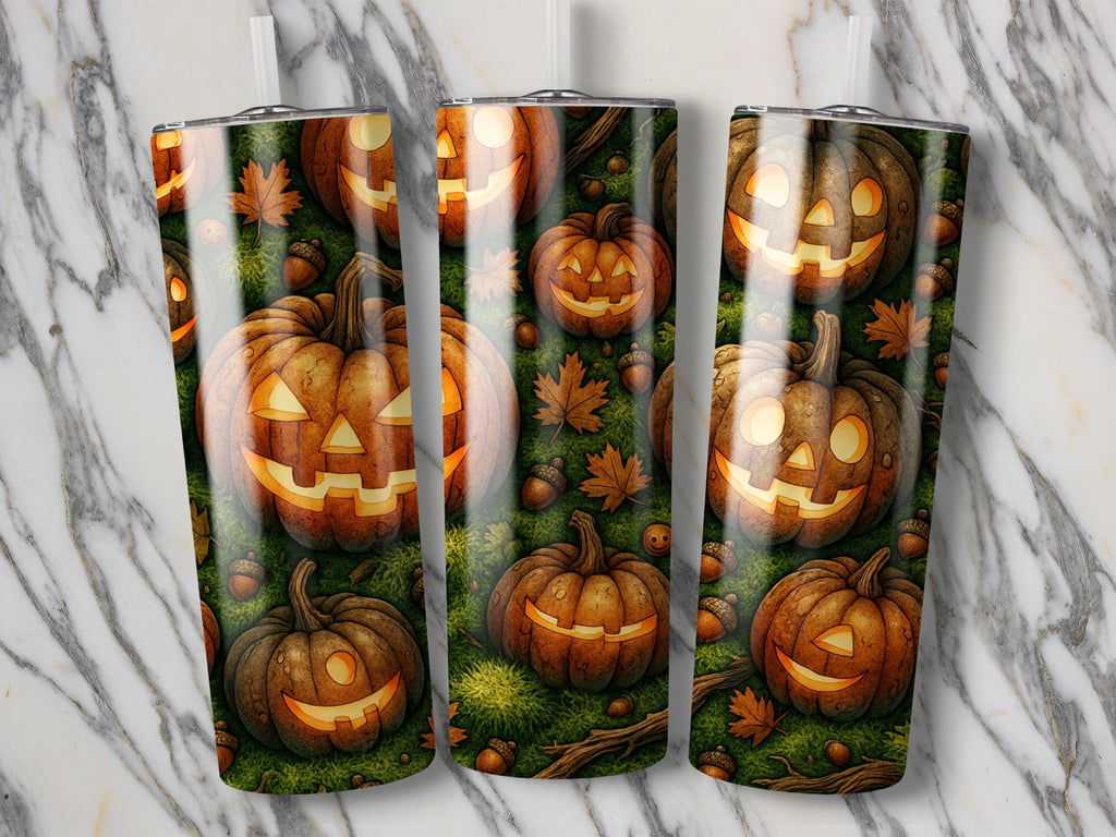 Jack O'Lantern Tumbler Wrap: Spooky Pumpkin Design (PNG Digital Download)