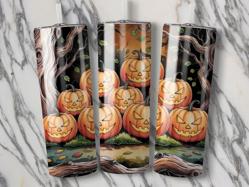 Spooky Halloween Pumpkins Tumbler Wrap - Sublimation Design (PNG Digital Download)