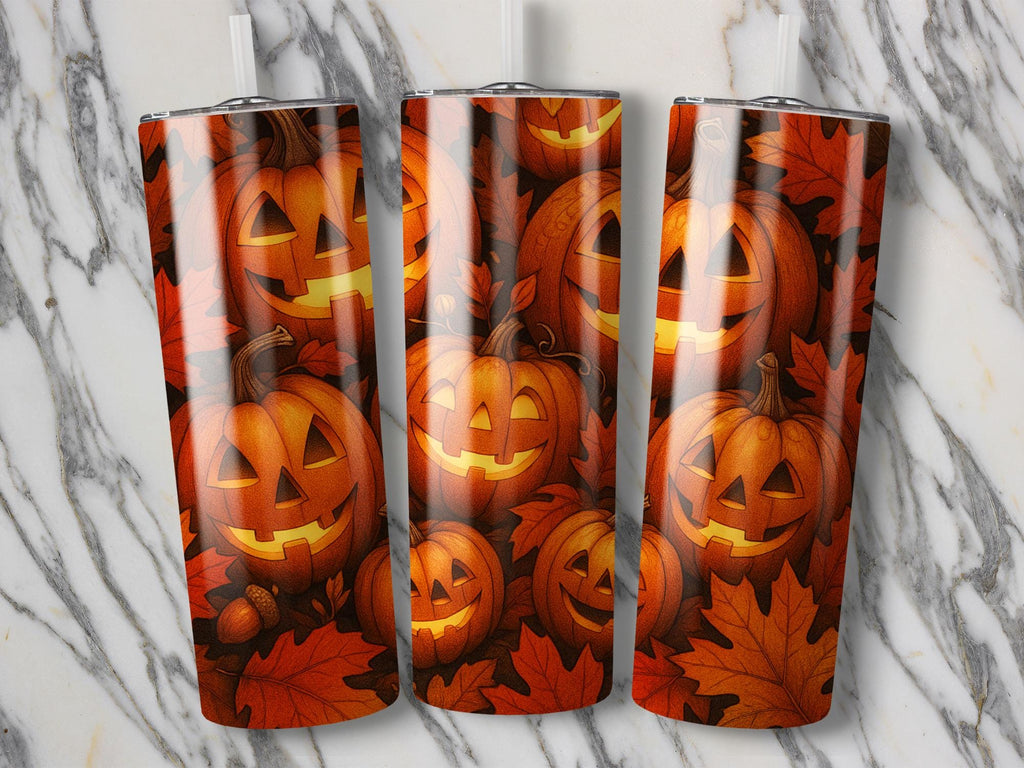 Jack O' Lantern T-Shirt & Tumbler Design: Halloween Pumpkin Faces (Digital Download)