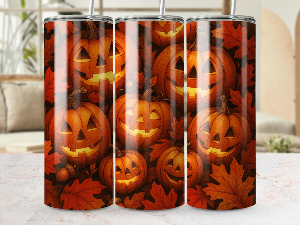 Jack O' Lantern T-Shirt & Tumbler Design: Halloween Pumpkin Faces (Digital Download)