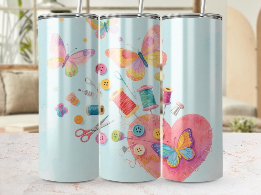 Butterfly Sewing Tumbler Wrap: Crafting Sublimation Design (Digital Download)