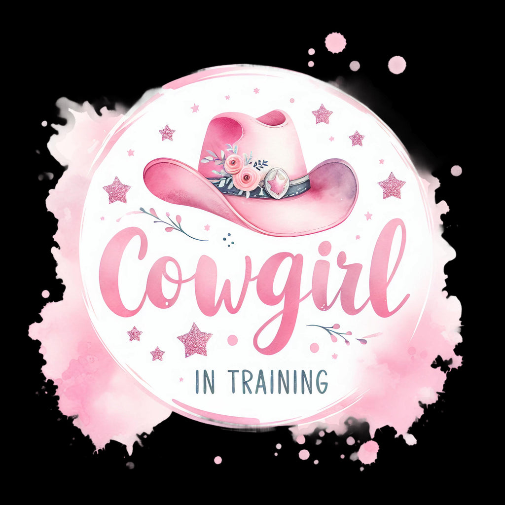 Cowgirl in Training T-Shirt or Onesie: Pink Cowboy Hat, Floral Design