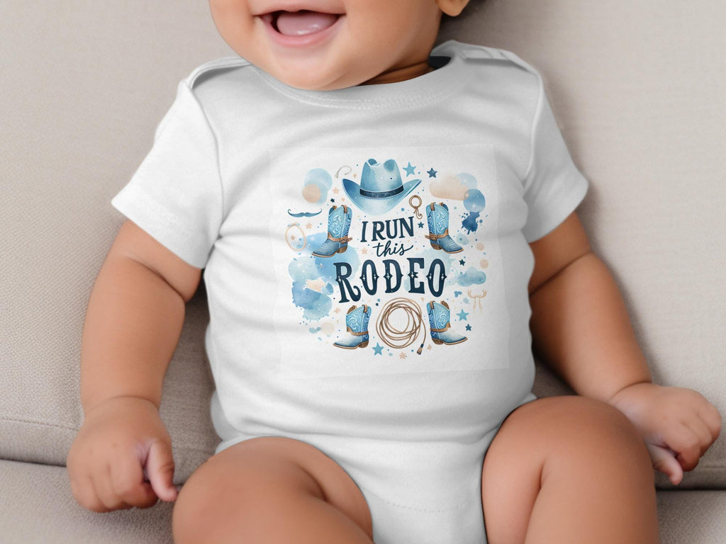I Run This Rodeo T-Shirt, Cowboy T-Shirt, Cowboy Onesie, Western Baby Shower, Rodeo Shirt, Cowboy Boots Shirt, Rodeo Baby Gift, baby shower