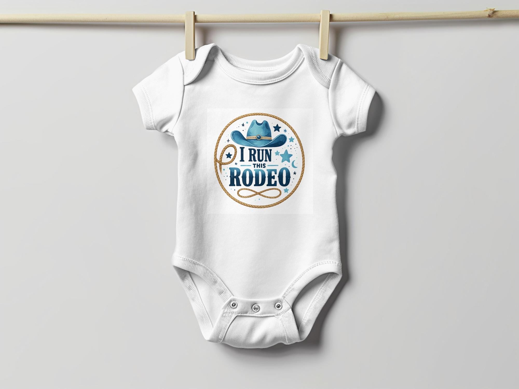 I Run This Rodeo T-Shirt, Rodeo Onesie, Cowboy Hat Shirt, Western Baby, Cowboy Baby, Rodeo Party, Baby Shower Gift, New Baby Gift, cowboy