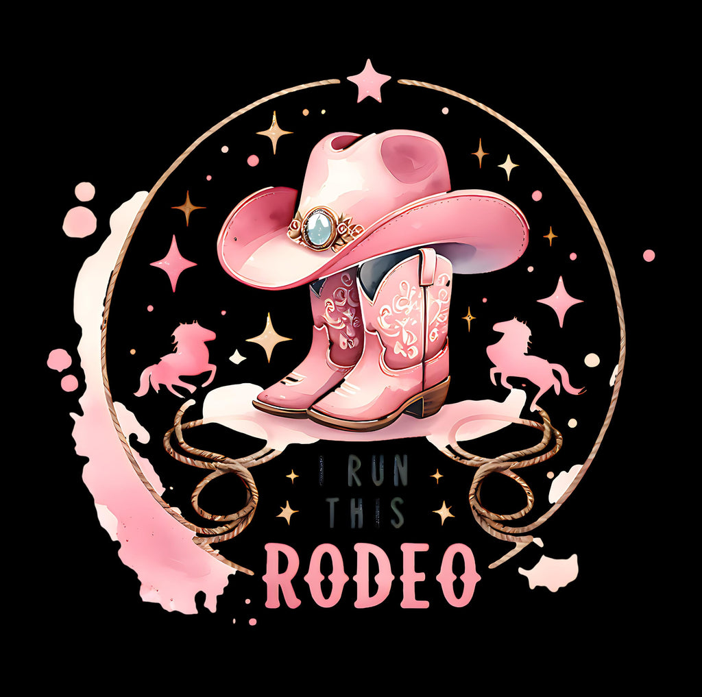 I Run This Rodeo PNG: Cowgirl Boots & Hat Clipart (Digital Download)