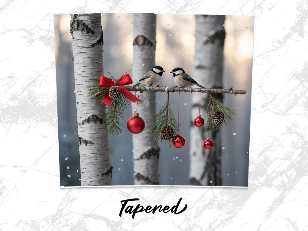 Winter Chickadee Tumbler Wrap: Christmas Ornament 20oz Skinny Tumbler PNG (Digital Download)