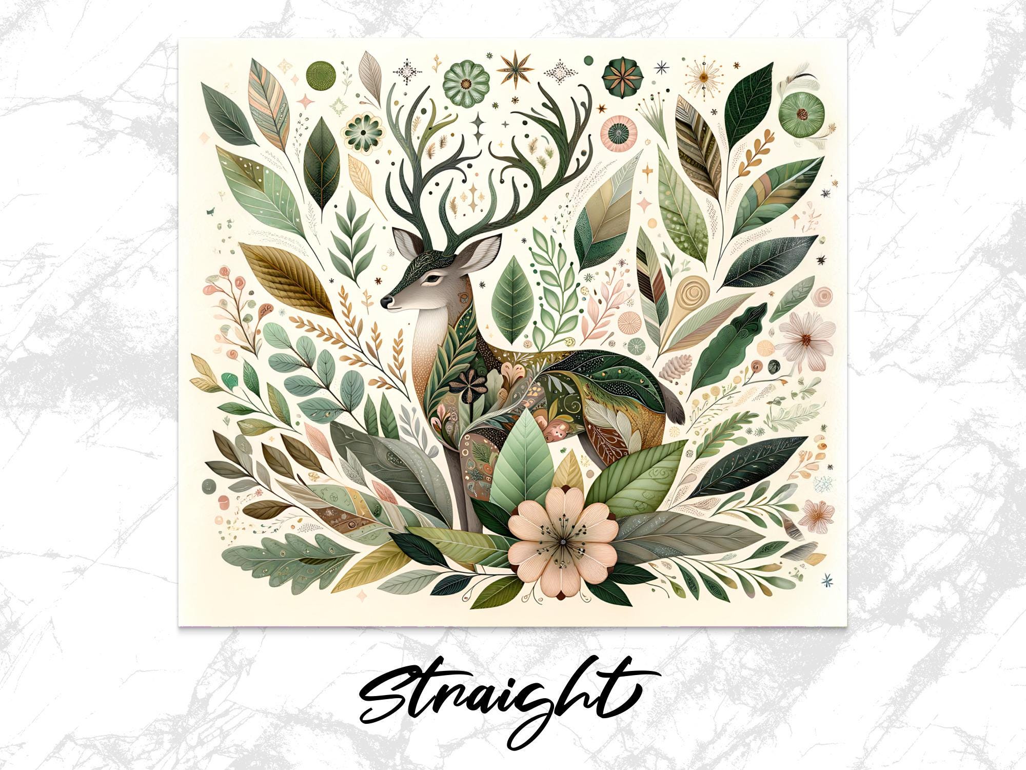 Floral Deer Tumbler Wrap: 20oz Skinny Tumbler Sublimation Design (PNG Digital Download)