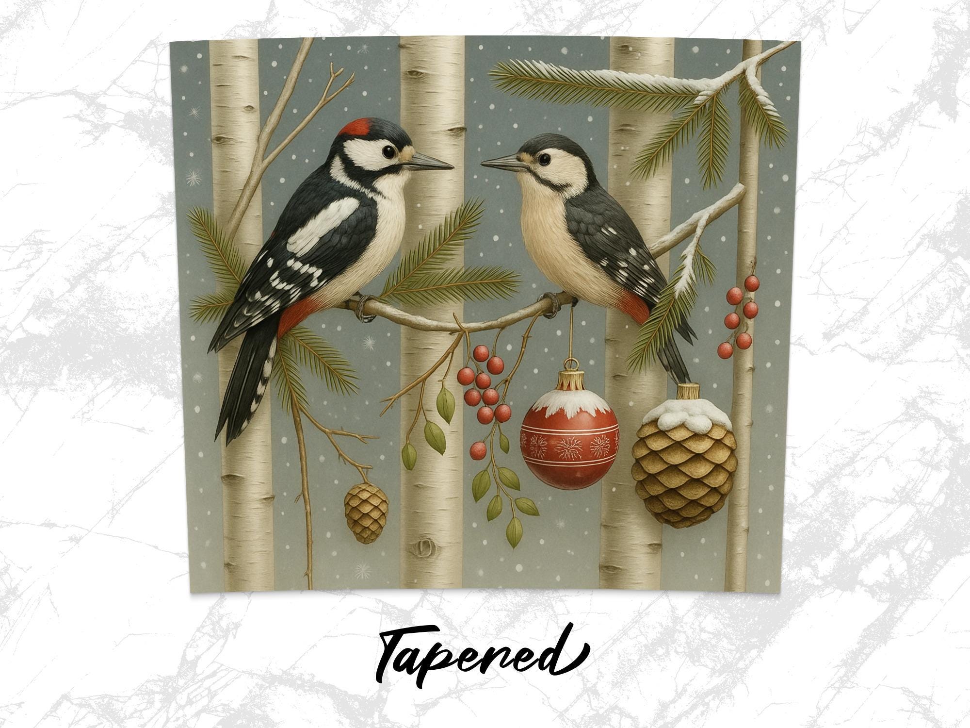 Woodpecker Christmas Tumbler Wrap: Winter Bird PNG (Digital Download)