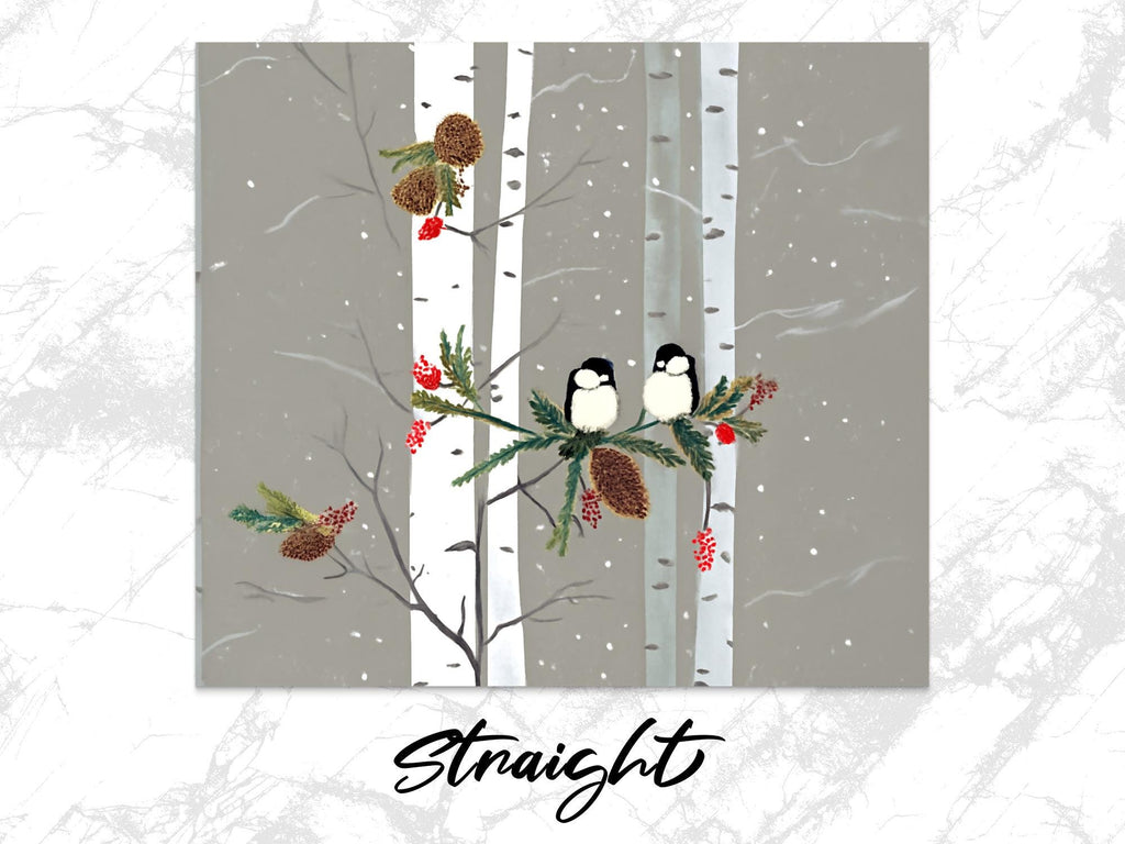 Chickadee Tumbler Wrap: Winter Bird, Birch Tree Design (Digital Download, 20oz PNG Files)