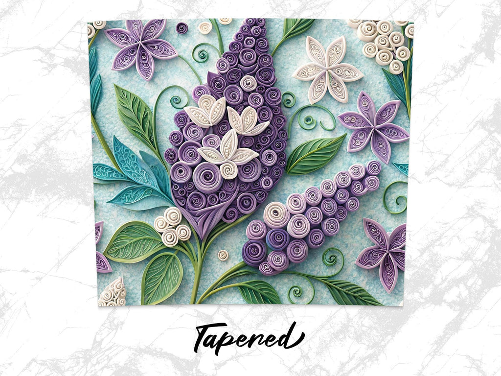 Quilled Lilac Tumbler Wrap: Spring Floral PNG Design (Digital Download 20oz Skinny Tumbler)