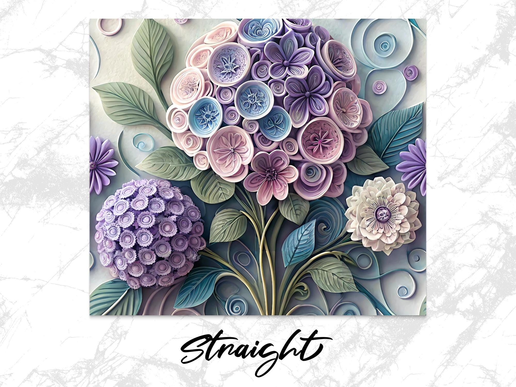 Hydrangea Floral Tumbler Wrap: 20oz Skinny Tumbler Sublimation Design (Digital Download)