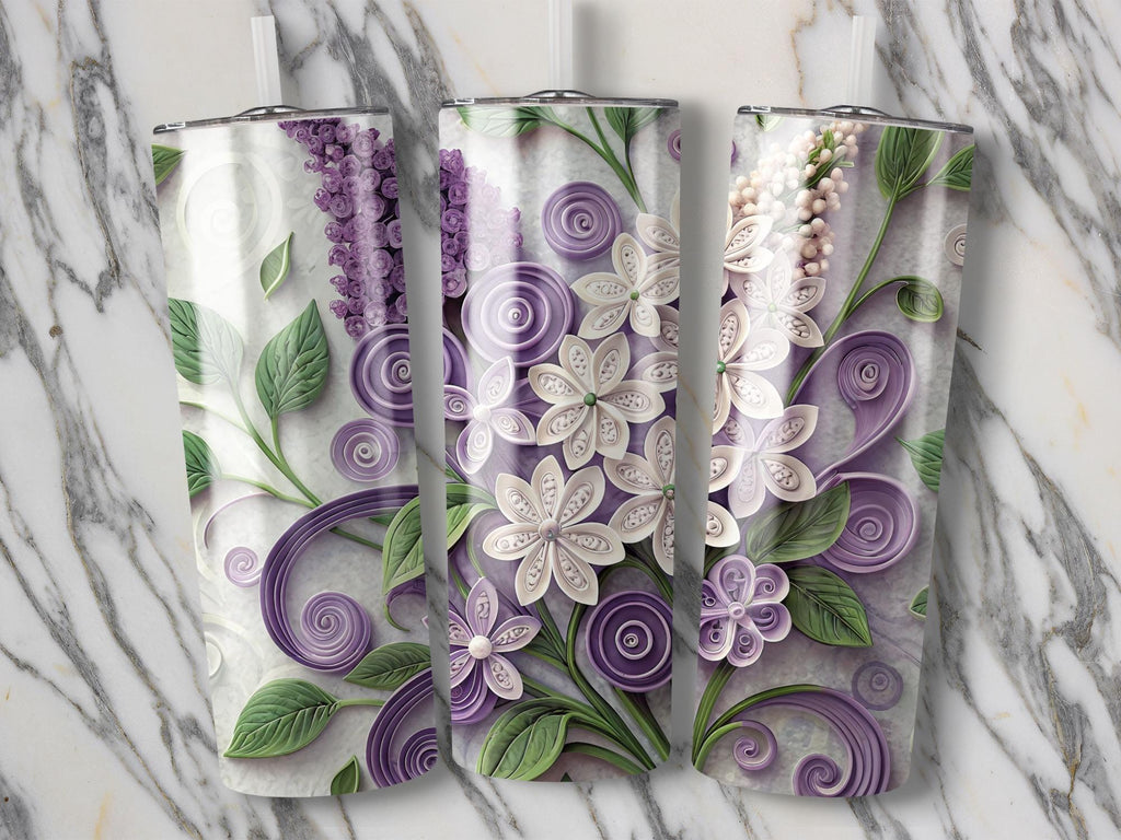 Lilac Floral Tumbler Wrap: 20oz Skinny Tumbler Sublimation Design (Digital Download)