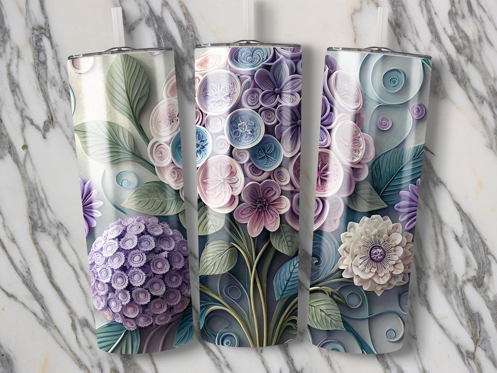 Hydrangea Floral Tumbler Wrap: 20oz Skinny Tumbler Sublimation Design (Digital Download)