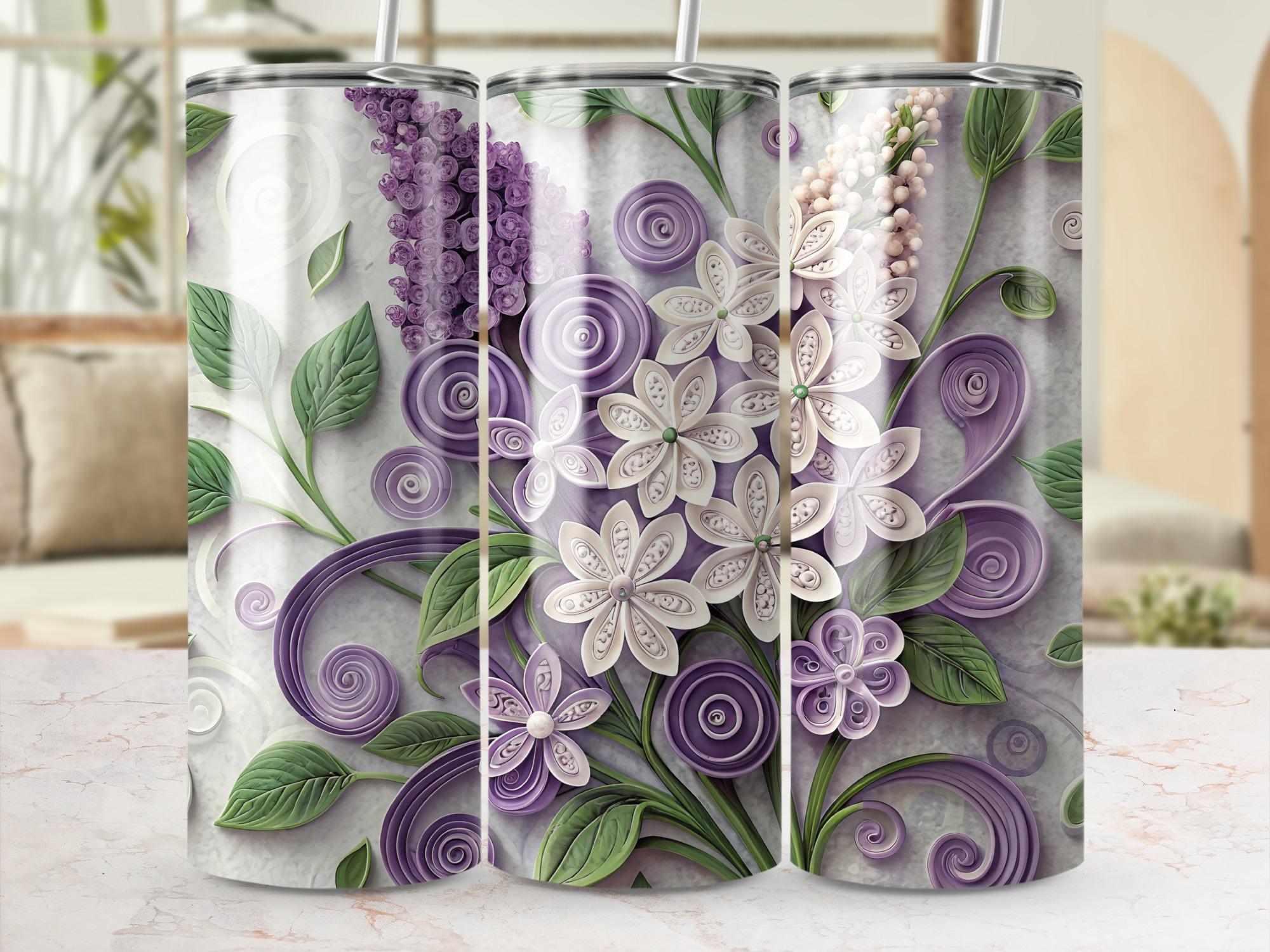 Lilac Floral Tumbler Wrap: 20oz Skinny Tumbler Sublimation Design (Digital Download)