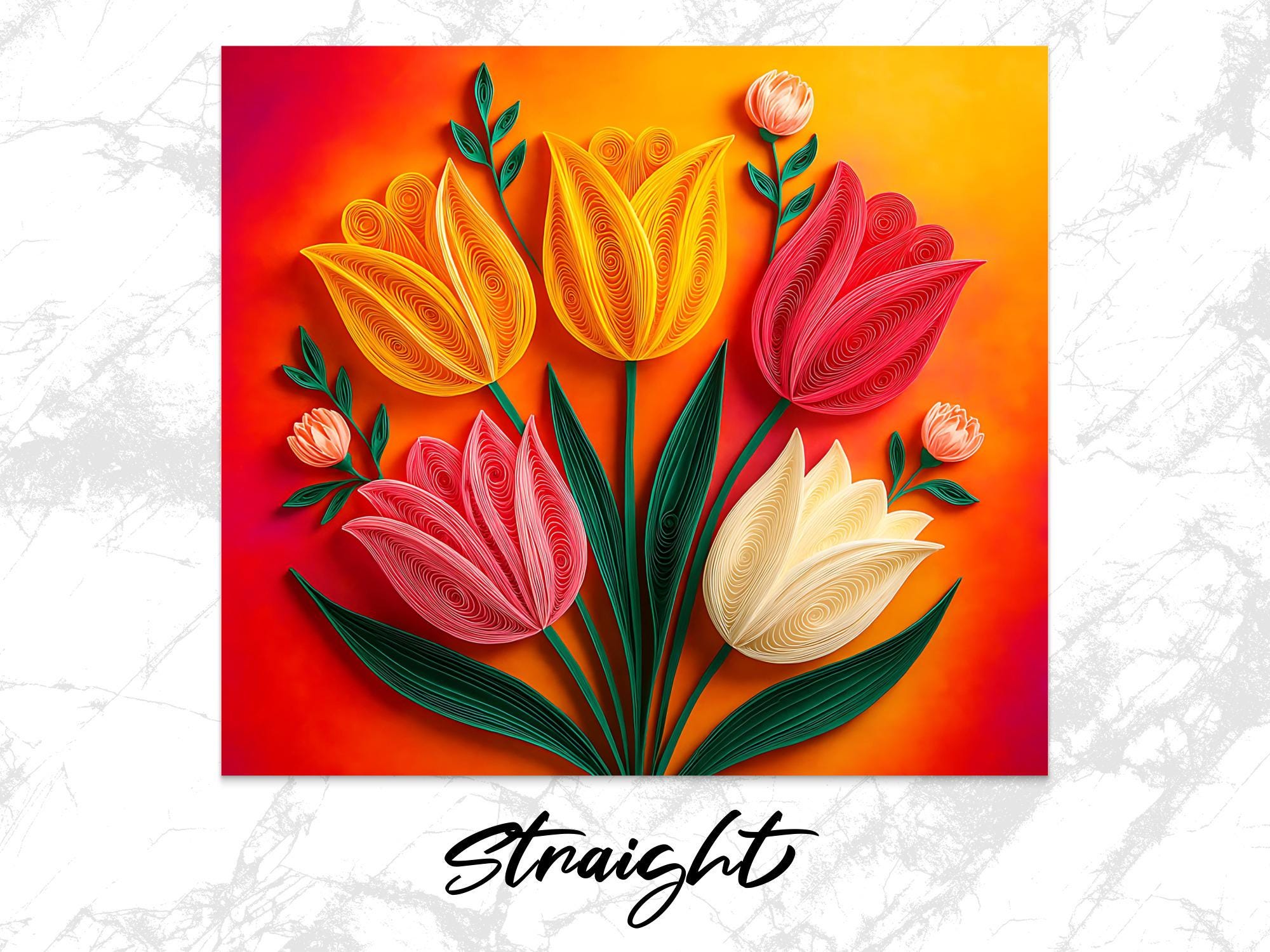 Paper Quilling Tumbler Wrap, Floral Tumbler PNG, Flower Sublimation Design, Colorful Tulip Tumbler, 20oz Skinny Tumbler, Digital Download