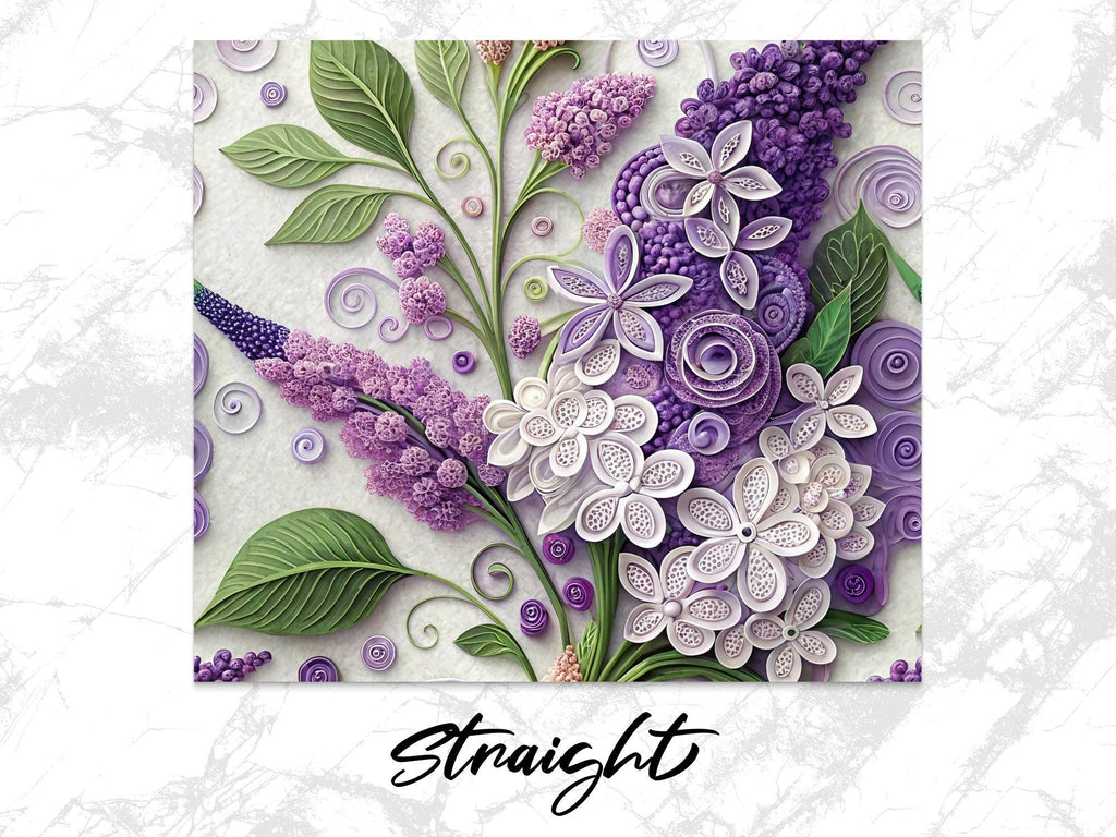 Lilac Floral Tumbler Wrap: Purple Paper Quilling PNG (Digital Download)