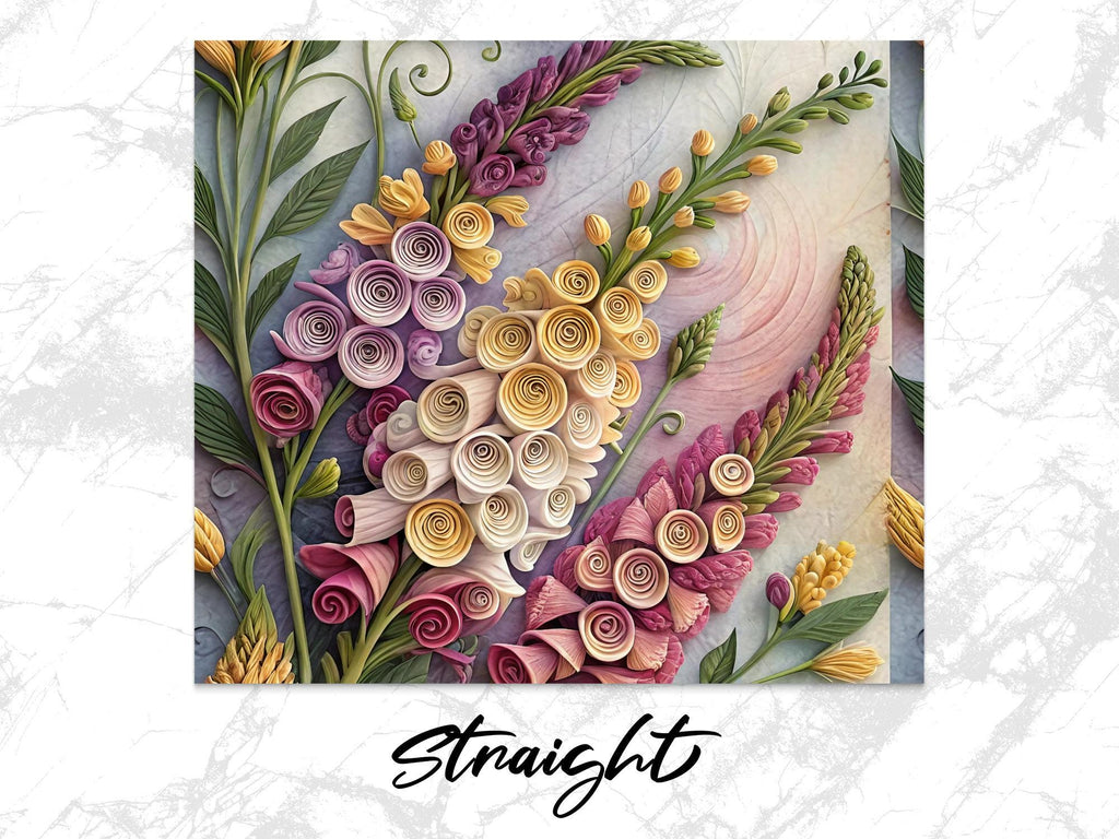 Quilled Snapdragon Flower Tumbler Wrap: 20oz Skinny Tumbler Design (PNG Digital Download)