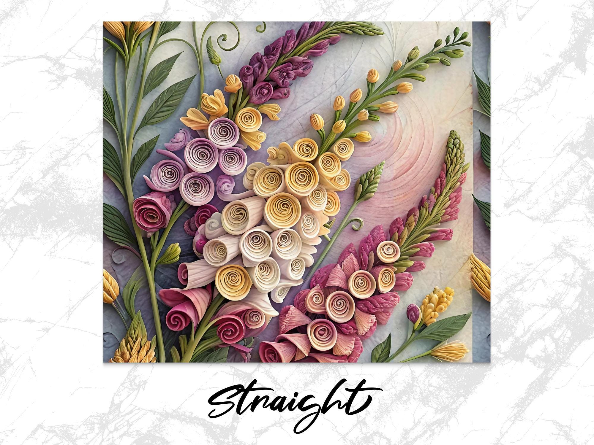 Quilled Snapdragon Flower Tumbler Wrap: 20oz Skinny Tumbler Design (PNG Digital Download)