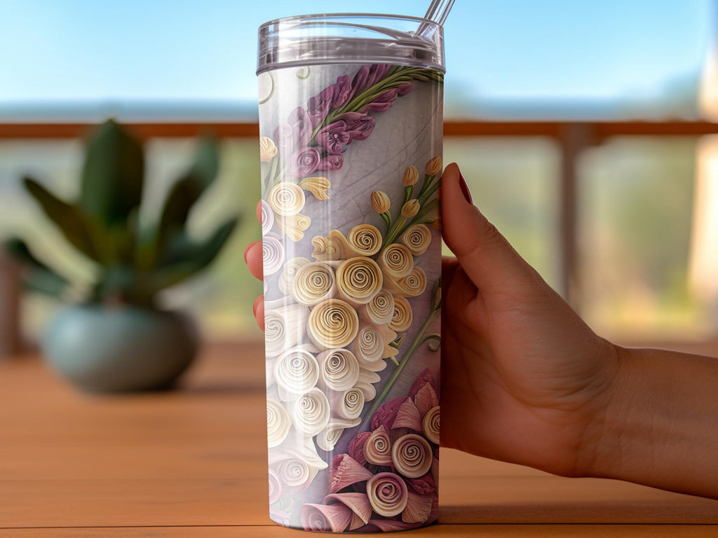 Quilled Snapdragon Flower Tumbler Wrap: 20oz Skinny Tumbler Design (PNG Digital Download)