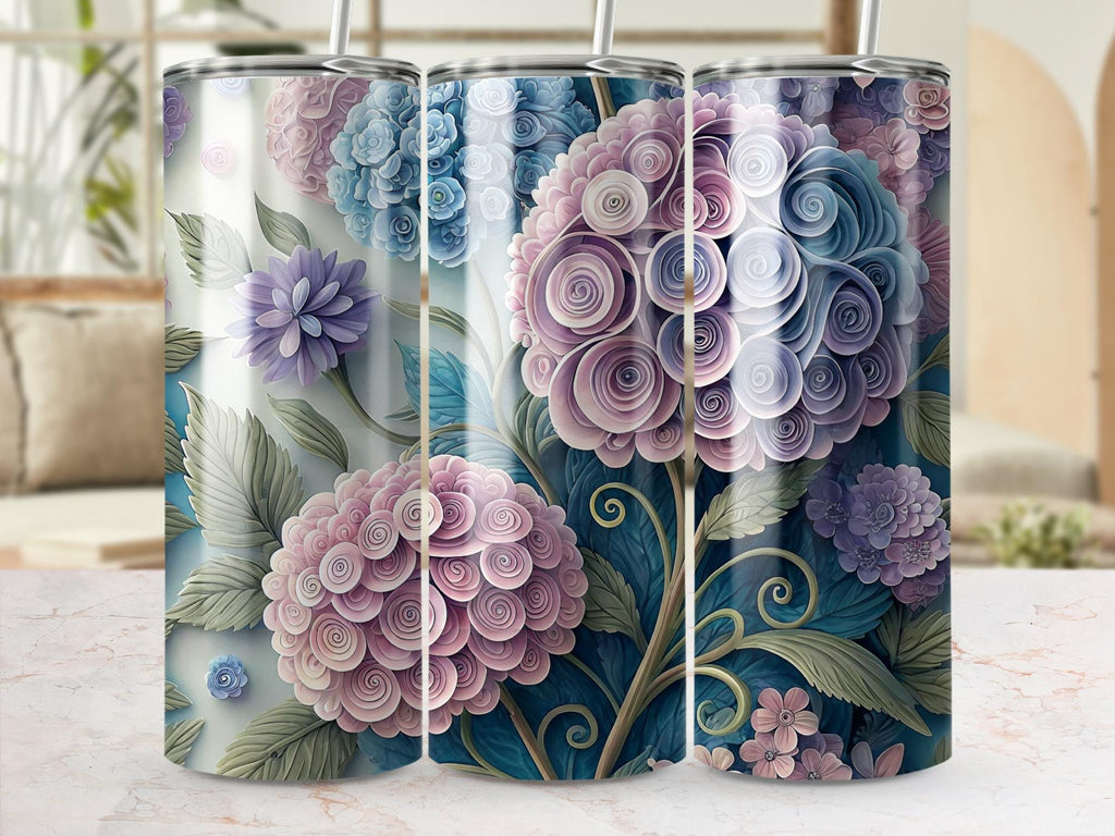 Hydrangea Tumbler Wrap: Floral Paper Quilling Design (Digital Download)