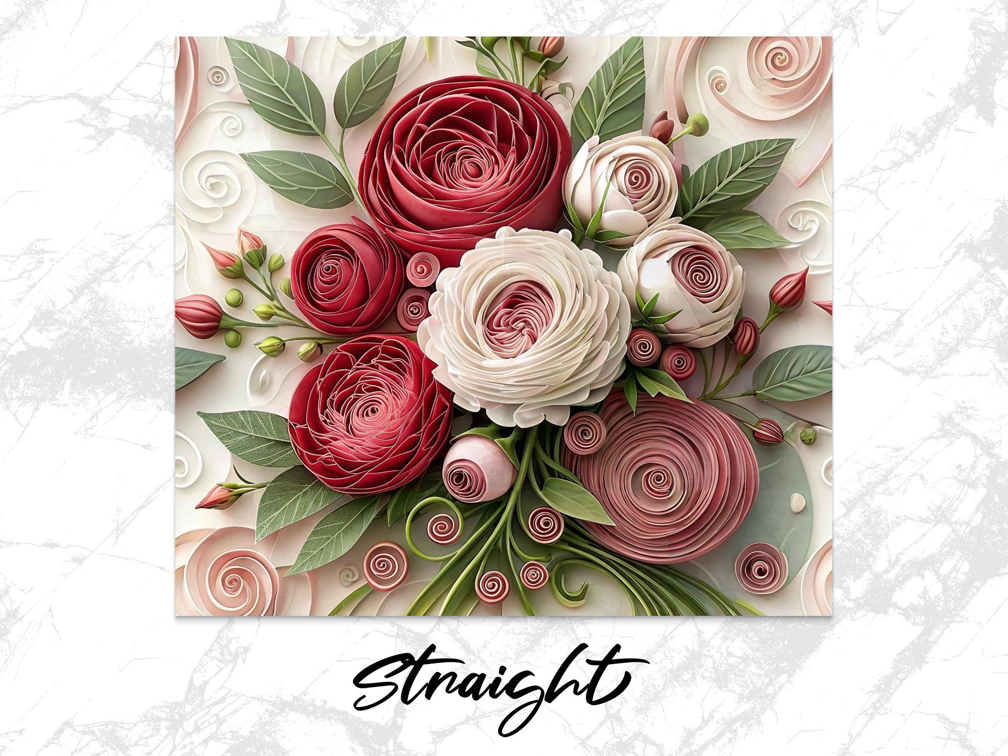 Rose Tumbler Wrap: Floral Sublimation Design (20oz Skinny Tumbler PNG Digital Download)