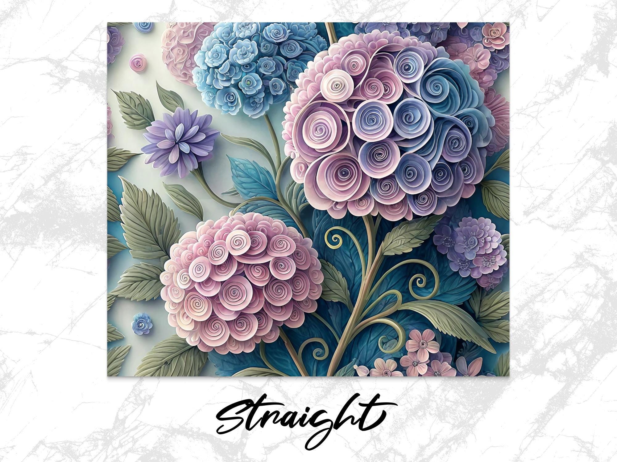 Hydrangea Tumbler Wrap: Floral Paper Quilling Design (Digital Download)