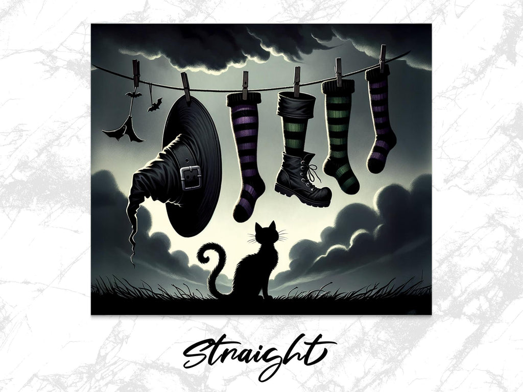 Spooky Halloween Tumbler Wrap: Witch Hat, Black Cat (Digital Download 20oz Skinny PNG File)