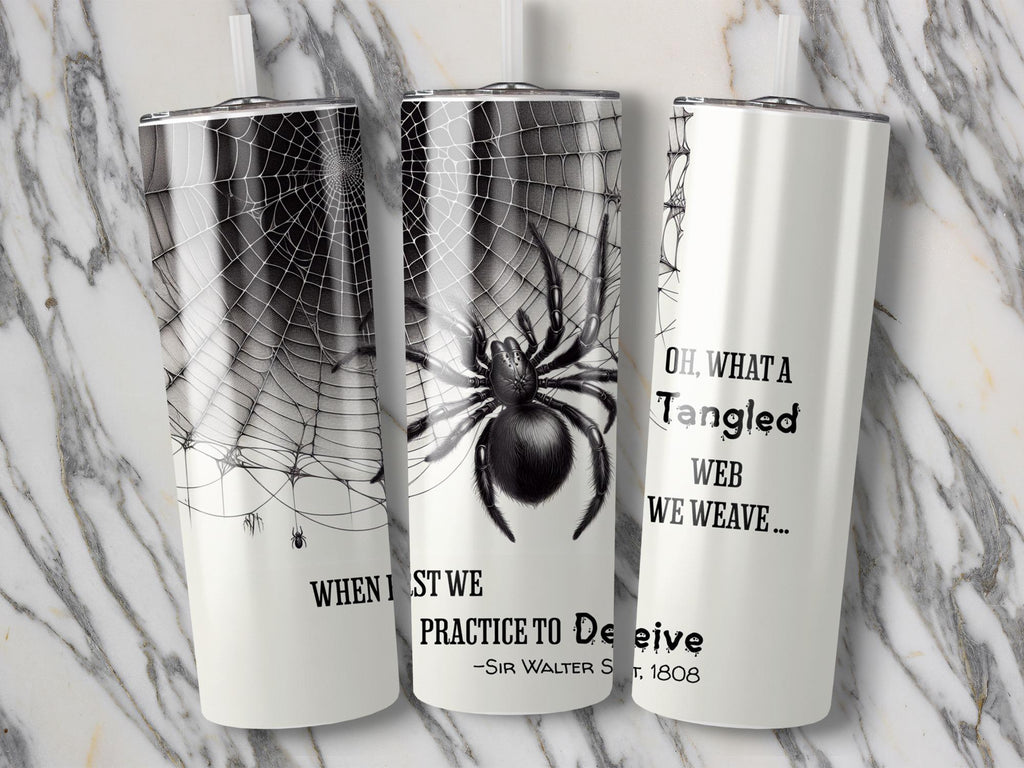 Gothic Spider Web Tumbler Wrap: Deceive Quote PNG (Digital Download