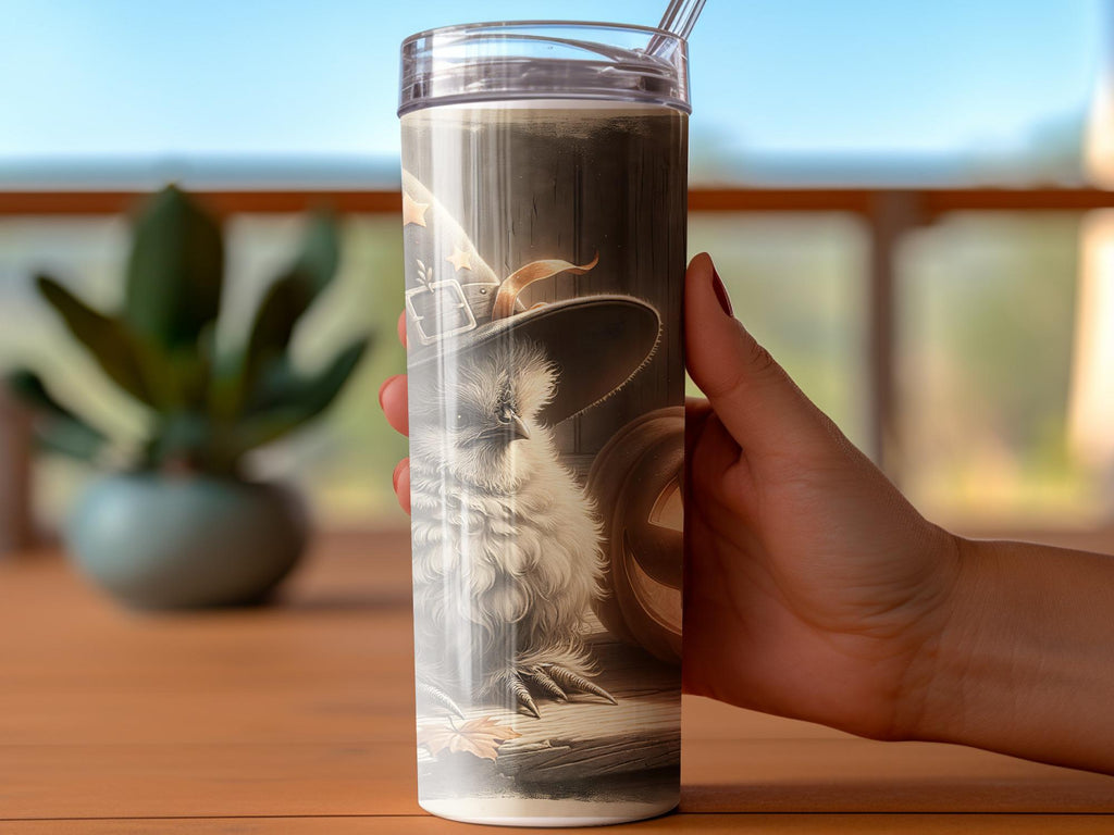 Halloween Chicken Tumbler Wrap: Spooky Pumpkin Design (Digital Download)
