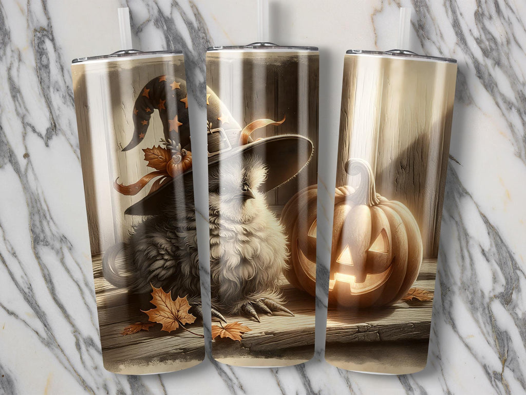 Halloween Chicken Tumbler Wrap: Spooky Pumpkin Design (Digital Download)