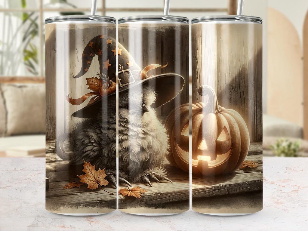 Halloween Chicken Tumbler Wrap: Spooky Pumpkin Design (Digital Download)