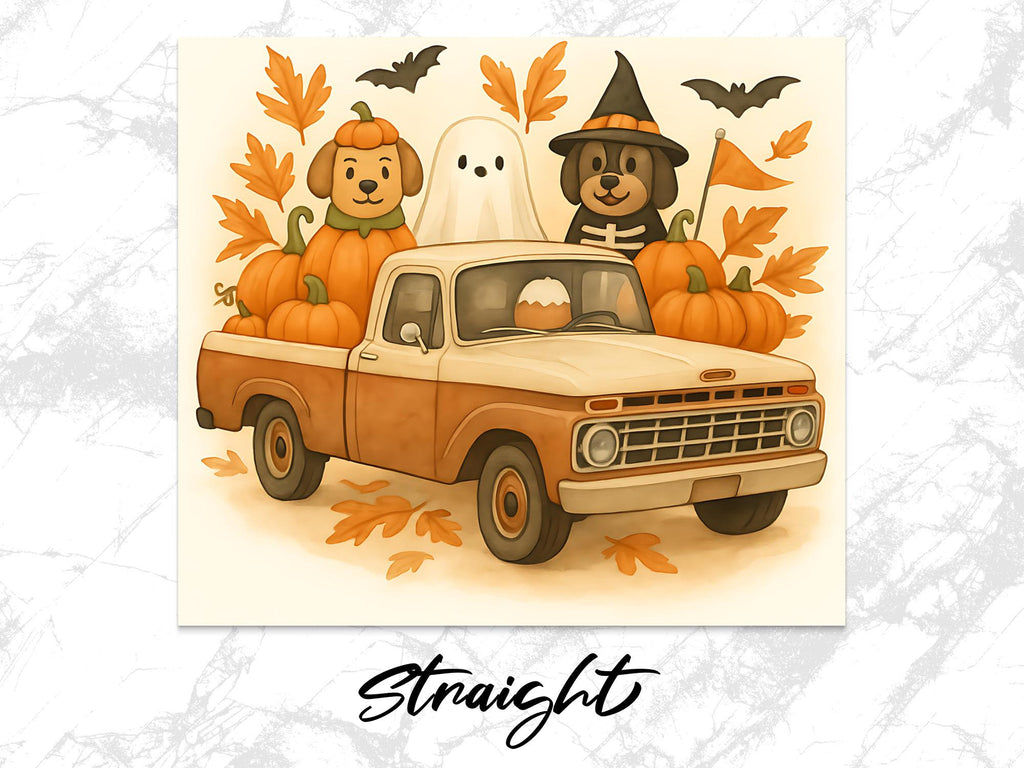 Halloween Truck Tumbler Wrap: Spooky Dogs, Pumpkins (Digital Download PNG File for 20oz Tumblers)