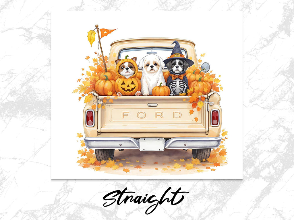 Halloween Dogs in Truck Tumbler Wrap: 20oz Skinny Tumbler PNG (Digital Download)